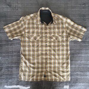Kuhl Men's Size Large Plaid Polyester Short Sleeve Pearl Snap Eluxur Shirt